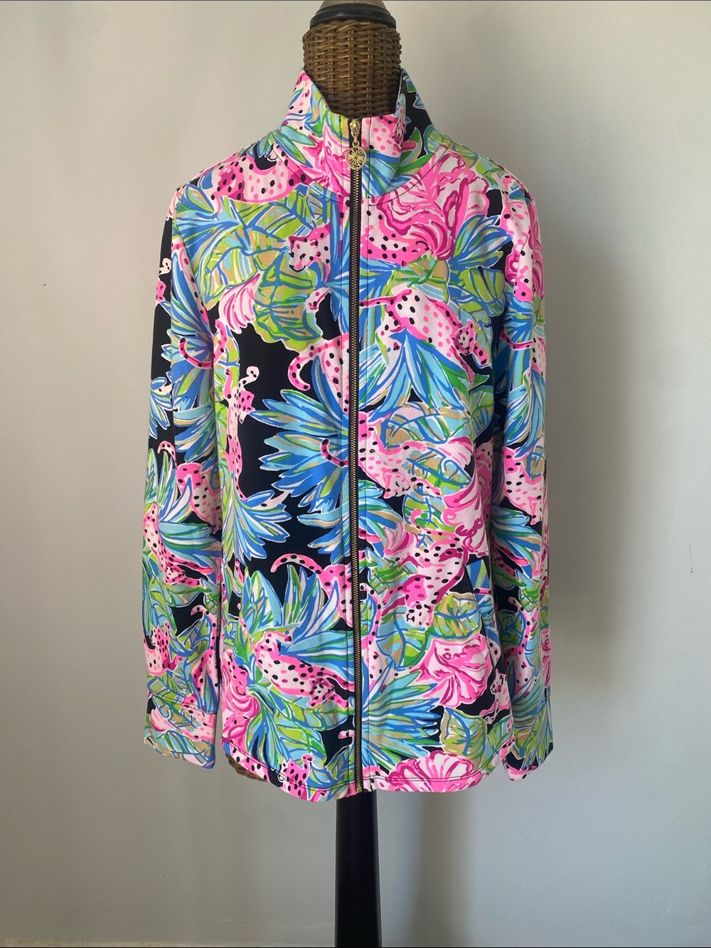 Lilly Pulitzer Jacket Pink & Blue Tropical Print